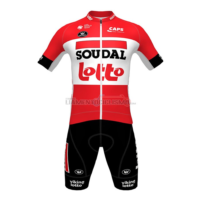 Abbigliamento Ciclismo Lotto Soudal Manica Corta 2022 Nero Rosso